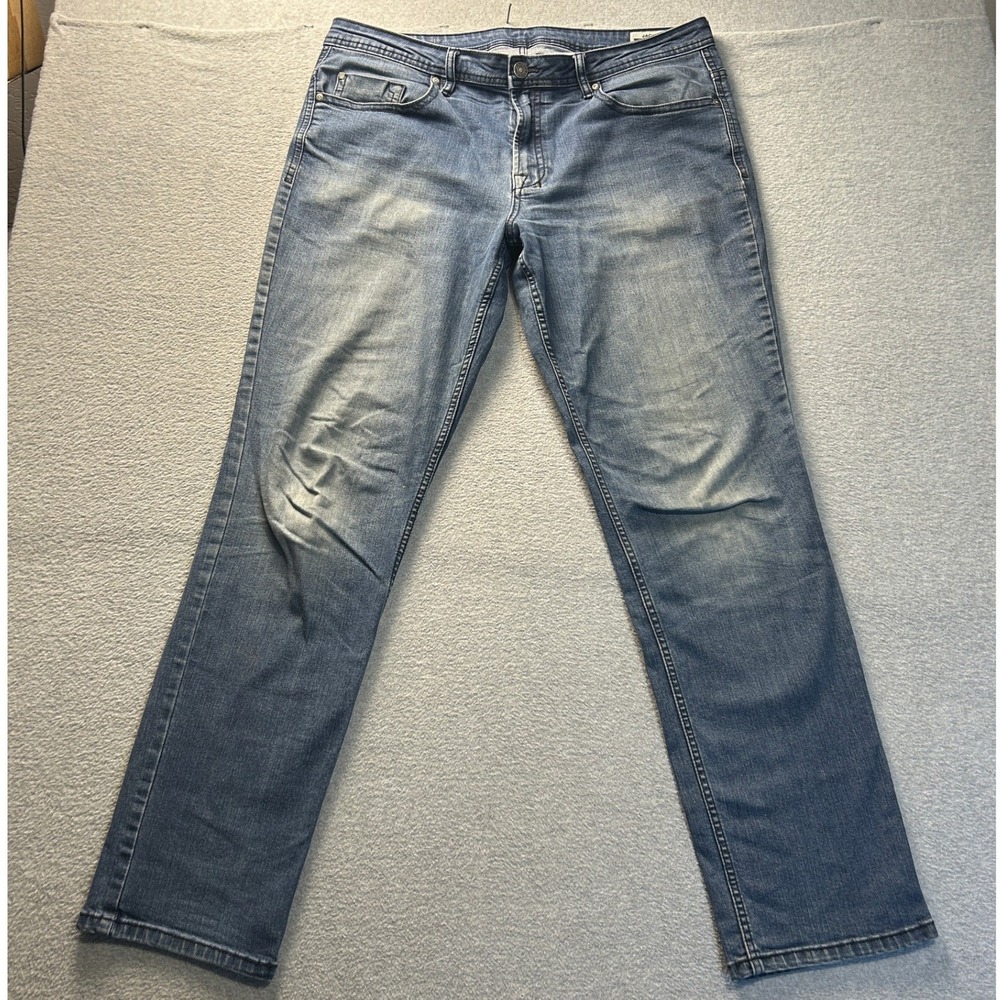 Buffalo David Bitton Jackson Slim Straight Jeans Mens 38x34 Stretch Blue Denim